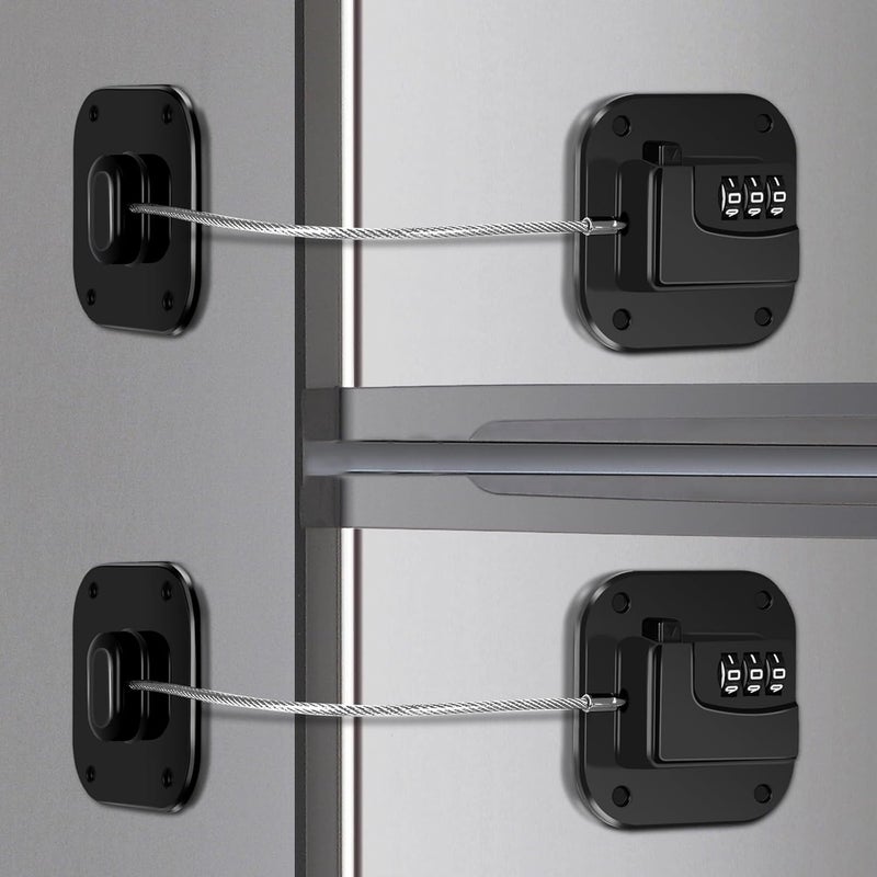 Himake Refrigerator Lock, Combination Lock for Refrigerator Cabinets, Drawers, Heavy Duty Fridge Lock, Easy Install No Keys Needed (Black-2Pack) - Image 1